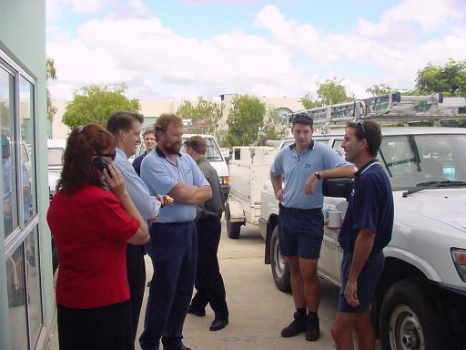 Radio troops and city staff catching up on social events