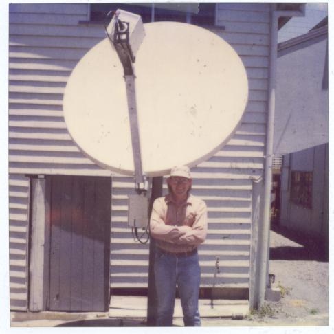 SDS dish with Bob standing next to it