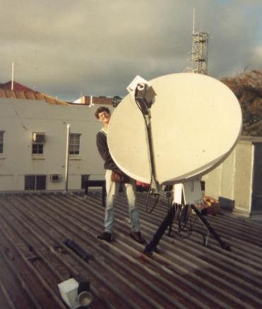 Scott pointing the dish