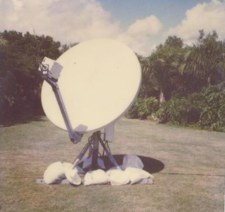 Satelitte dish set up at the back of the pavilon