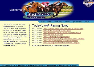 AAP web based product AAP Racing Centre