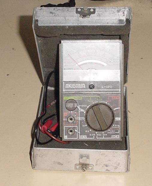 Multimeter used to check continuity and voltage reading on Videomasters