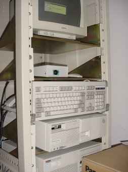 PDC and BDC computers in a rack in communication room