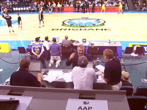 Andrew Gaze talking to the Media 