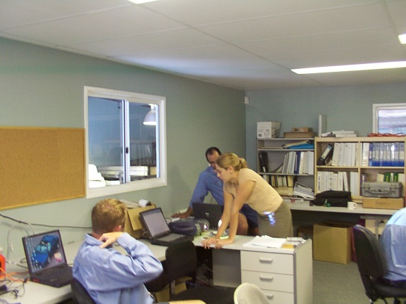 
Anita working on the lap tops before running through the GIS program