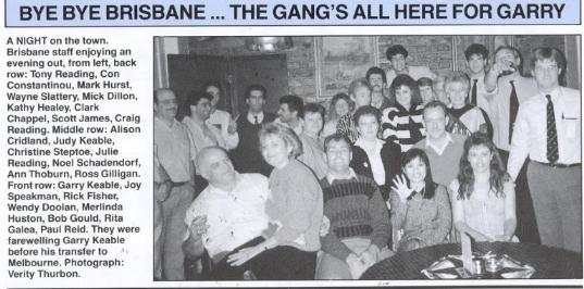 Garry Keable party before moving to Melbourne 1989