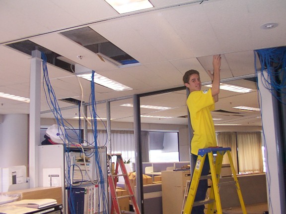 Cabling being rearranged